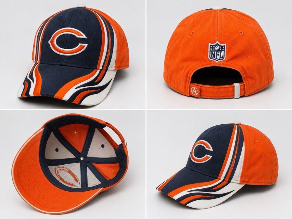 Chicago Bears NFL Adjustable Hat Cap Orange Navy White Team Logo Mint Condition